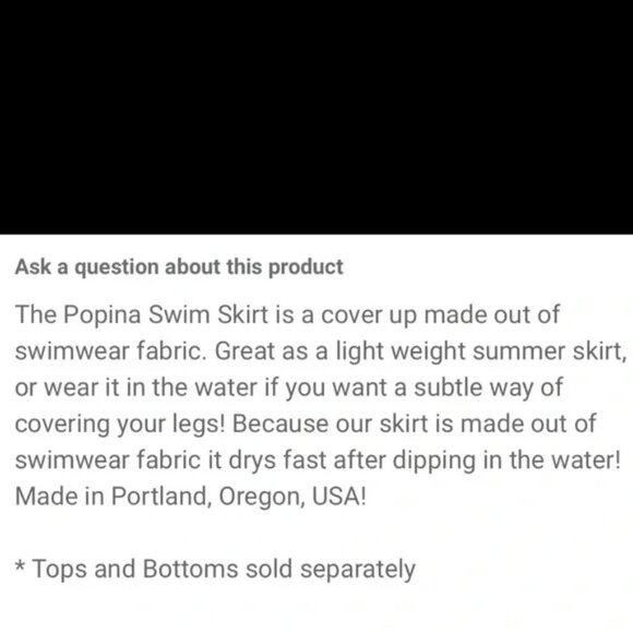 Popina Retro Swim Skirt Swim Cover Size XL Black Bottom Modest Resort Wear - Picture 6 of 6